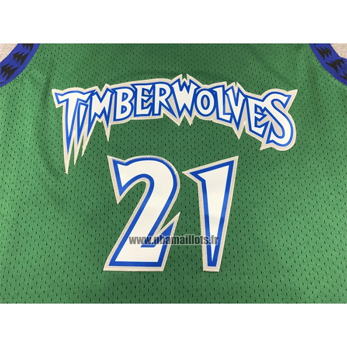 Maillot Minnesota Timberwolves Kevin Garnett NO 21 Hardwood Classics Throwback 1997-98 Vert